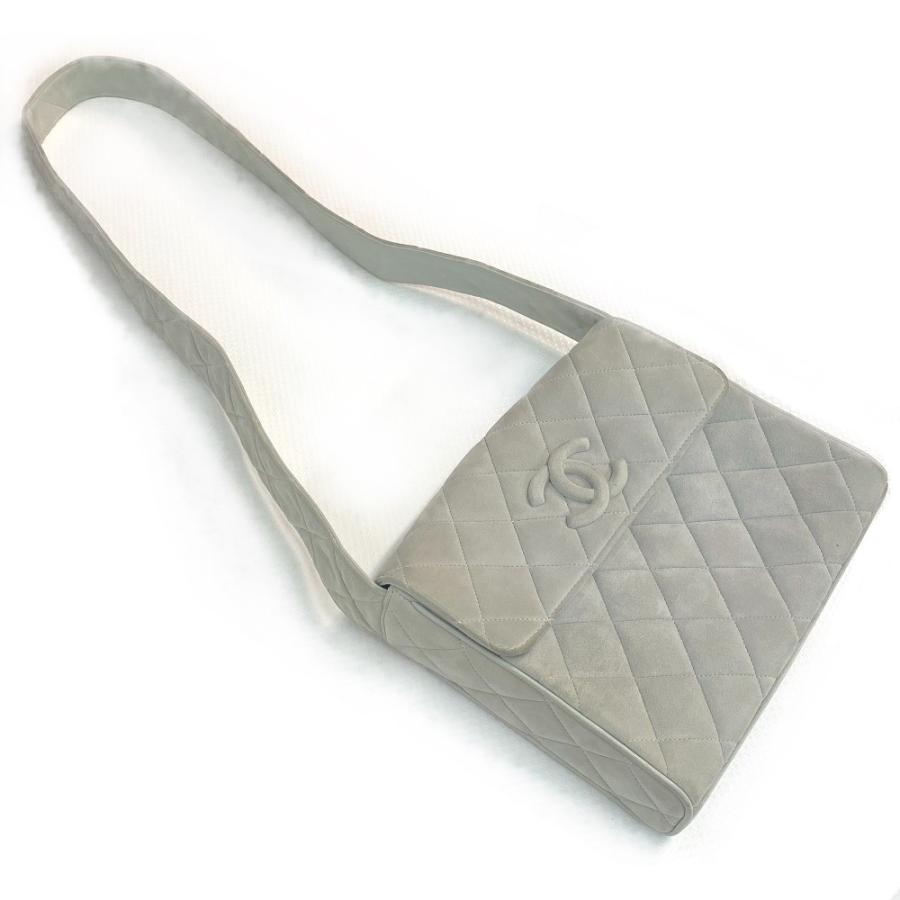 CHANEL シャネル CC ココマーク マトラッセ 肩掛け フラップ ショルダーバッグ スエード ライトブルーグレー系 レディース【中古】 | CHANEL | 04