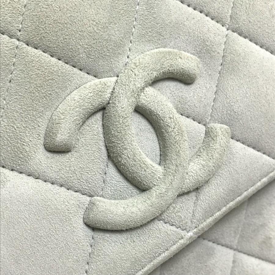CHANEL シャネル CC ココマーク マトラッセ 肩掛け フラップ ショルダーバッグ スエード ライトブルーグレー系 レディース【中古】 | CHANEL | 07