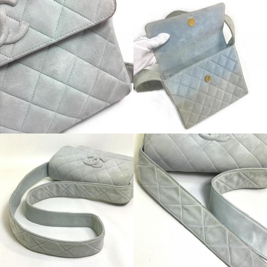 CHANEL シャネル CC ココマーク マトラッセ 肩掛け フラップ ショルダーバッグ スエード ライトブルーグレー系 レディース【中古】 | CHANEL | 08