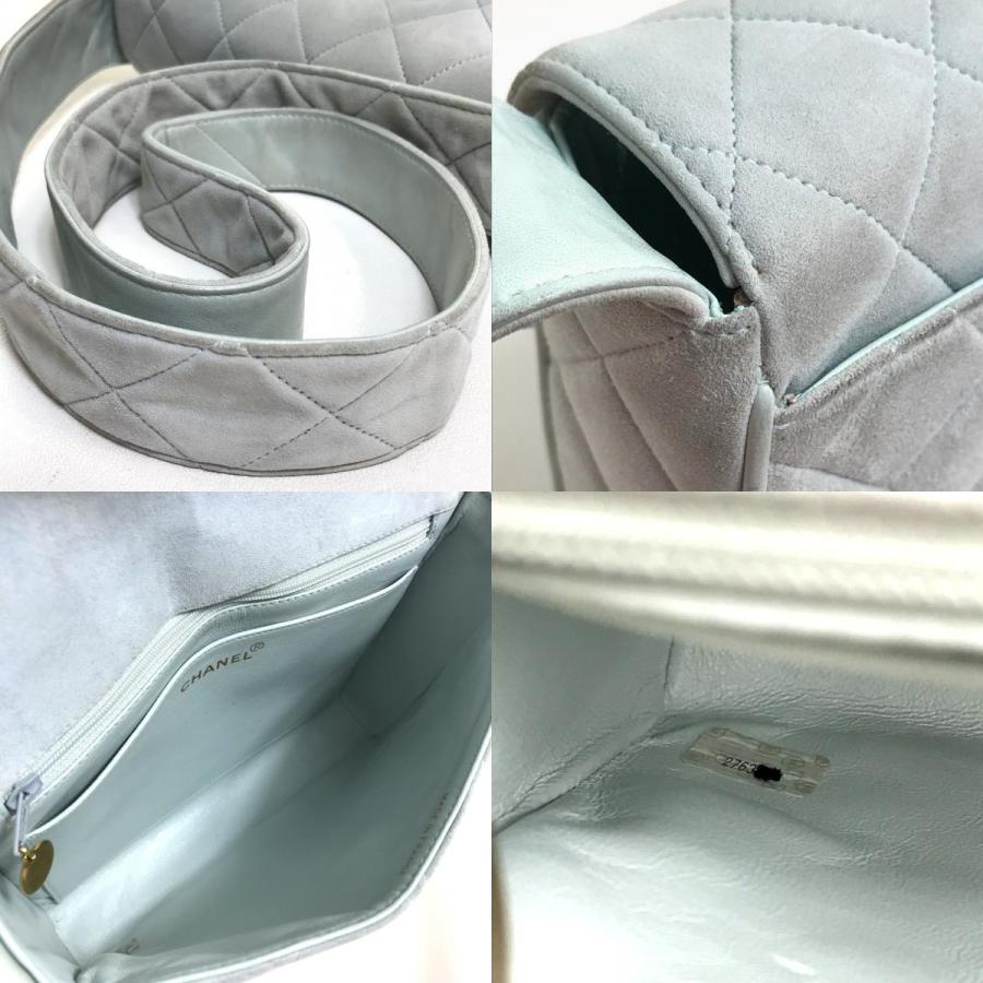 CHANEL シャネル CC ココマーク マトラッセ 肩掛け フラップ ショルダーバッグ スエード ライトブルーグレー系 レディース【中古】 | CHANEL | 09