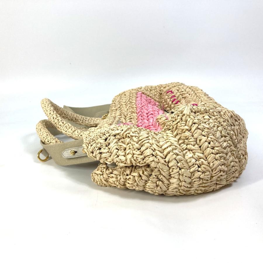 PRADA プラダ トライアングルロゴ 三角ロゴ プレート カナパ 2WAYバッグ ショルダーバッグ ハンドバッグ ラフィア 【中古】
