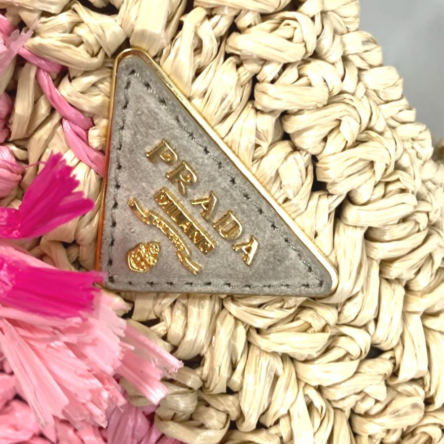 PRADA プラダ トライアングルロゴ 三角ロゴ プレート カナパ 2WAYバッグ ショルダーバッグ ハンドバッグ ラフィア 【中古】