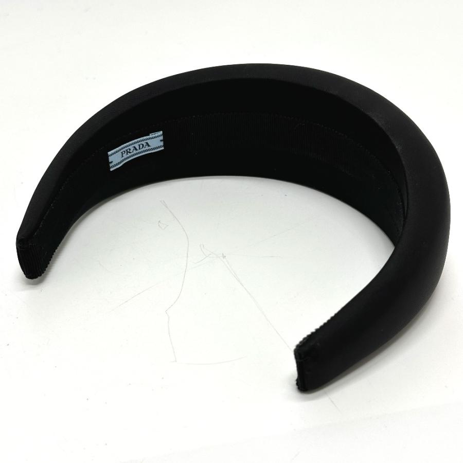 新品同様 PRADA プラダ ヘアアクセサリー ヘアバンド ヘッドバンド トライアングルロゴ カチューシャ ブラック レディース【中古】 | PRADA | 01