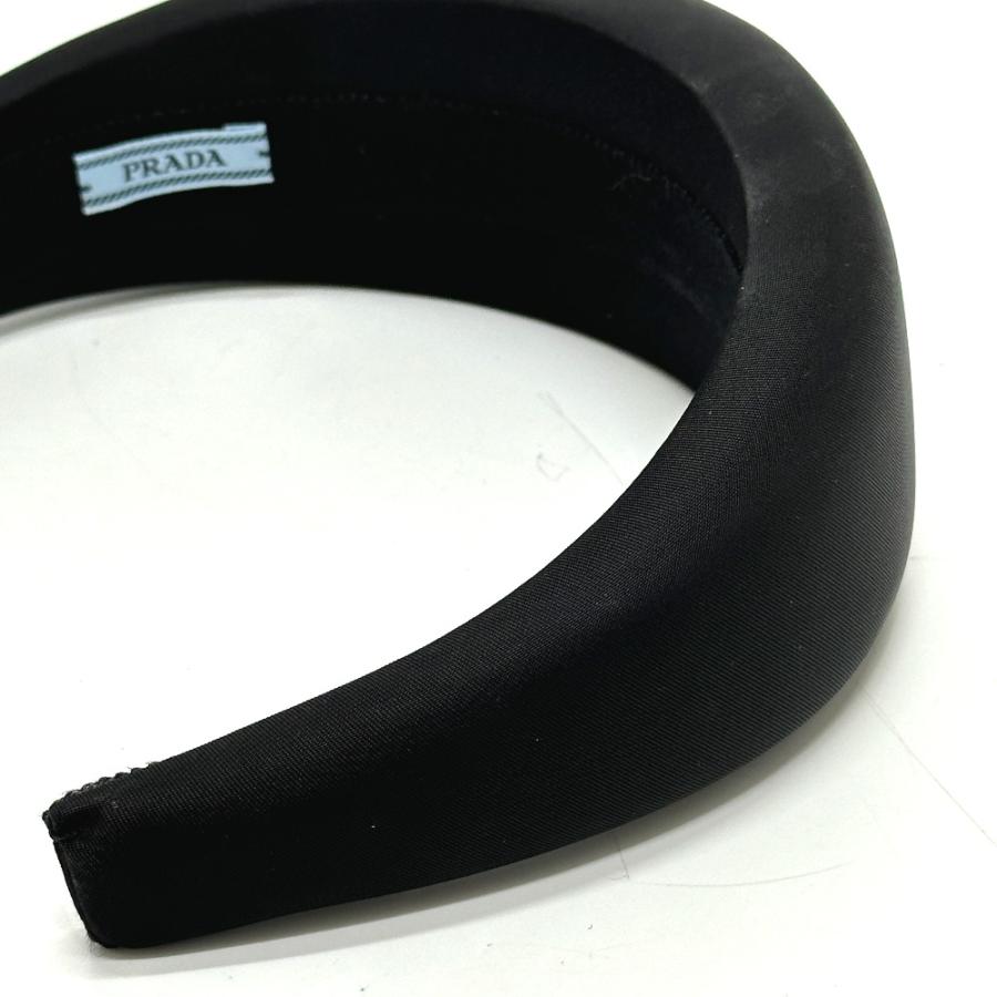 新品同様 PRADA プラダ ヘアアクセサリー ヘアバンド ヘッドバンド トライアングルロゴ カチューシャ ブラック レディース【中古】 | PRADA | 04
