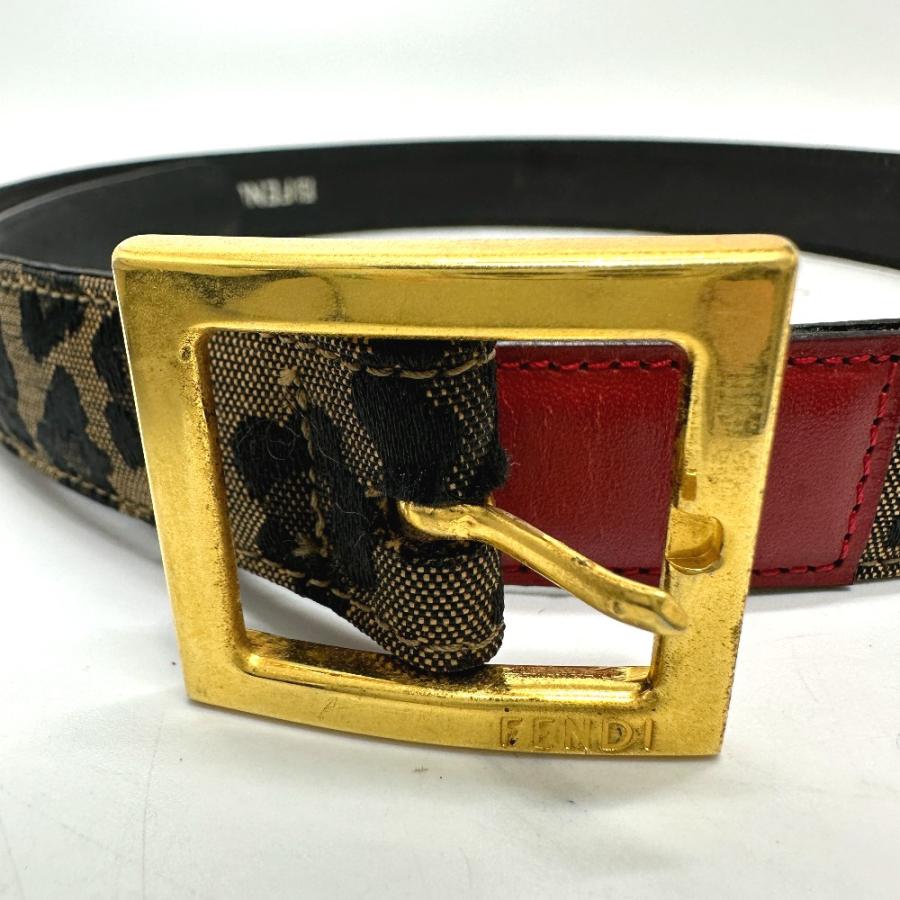 FENDI フェンディ レオパード ベルト ブラウン/レッド レディース【中古】 | FENDI | 02