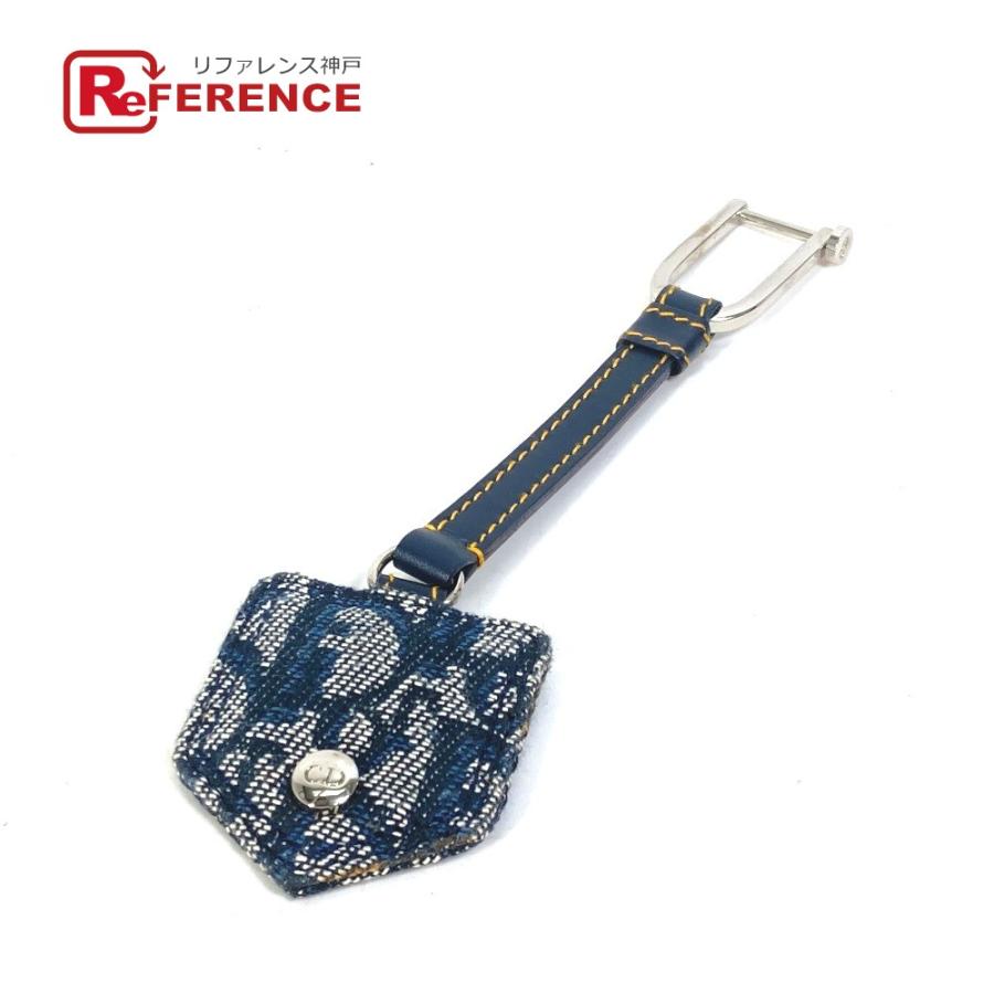 Dior ディオール CD ロゴ キーホルダー バッグチャーム キーリング トロッター チャーム ネイビー レディース【中古】 | 