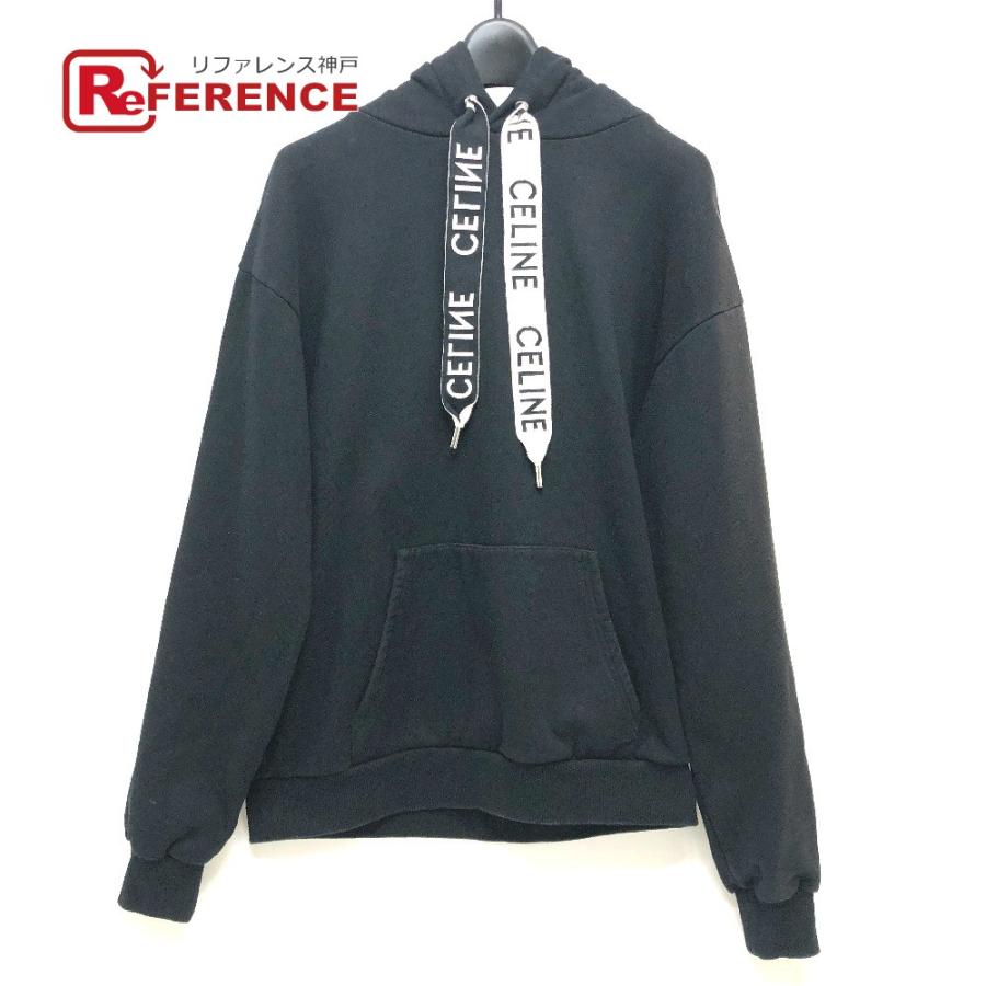CELINE セリーヌ 2Y468670Q フード スウェット ロゴ紐 パーカー ブラック メンズ【中古】 | CELINE