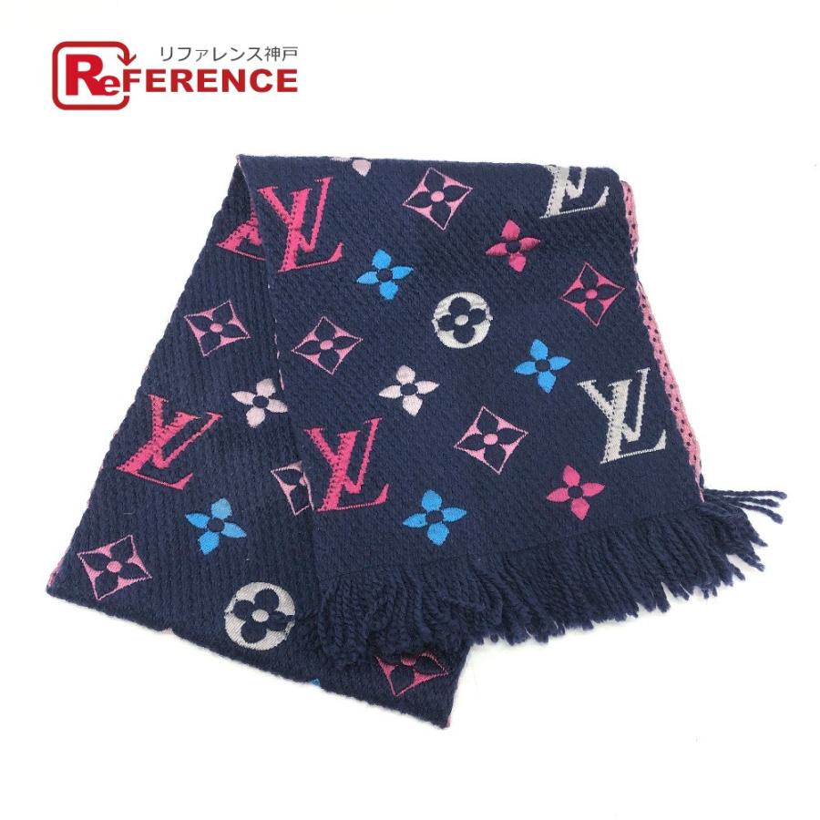 LOUIS VUITTON ルイヴィトン M70899 エシャルプ ロゴマニア レインボー モノグラム マフラー ネイビー レディース【中古】 | LOUIS VUITTON