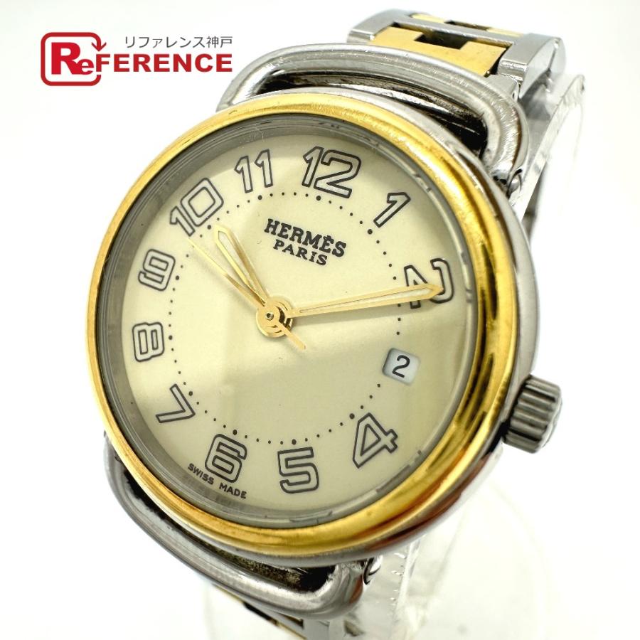 HERMES エルメス PU2.220 プルマン クォーツ デイト 腕時計 シルバー/ゴールド レディース【中古】 | HERMES