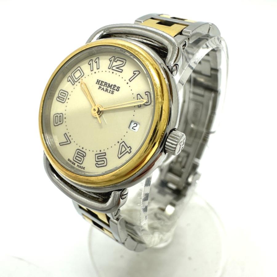 HERMES エルメス PU2.220 プルマン クォーツ デイト 腕時計 シルバー/ゴールド レディース【中古】 | HERMES | 01