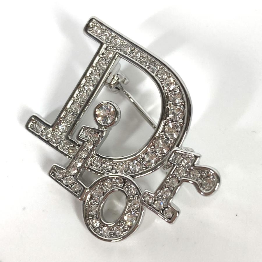 Dior ディオール ヴィンテージ アクセサリー ロゴ ラインストーン ブローチ シルバー レディース【中古】｜reference｜02