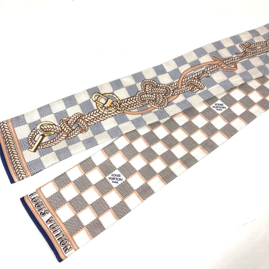 LOUIS VUITTON ルイヴィトン M77696 バンドー インフィニティ  バンドースカーフ ダミエアズール スカーフ ホワイト レディース【中古】 | LOUIS VUITTON | 01
