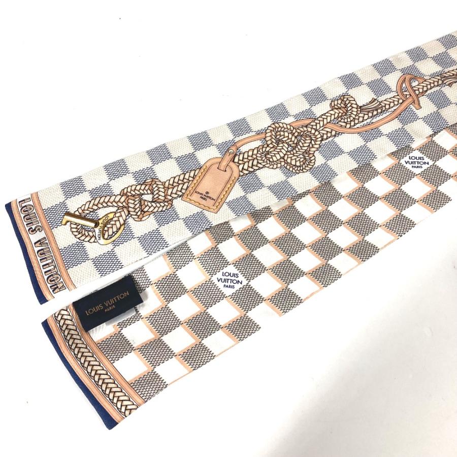 LOUIS VUITTON ルイヴィトン M77696 バンドー インフィニティ  バンドースカーフ ダミエアズール スカーフ ホワイト レディース【中古】 | LOUIS VUITTON | 05