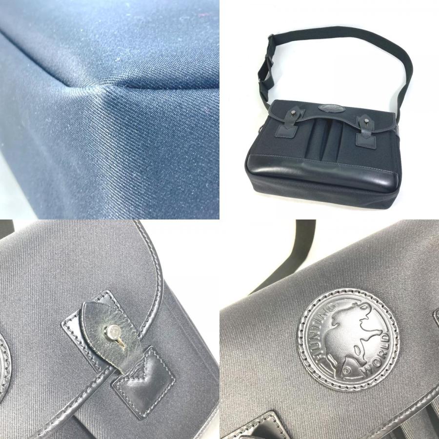 HUNTING WORLD ハンティングワールド 斜め掛け カバン ロゴ  ショルダーバッグ ブラック メンズ【中古】 |  | 08