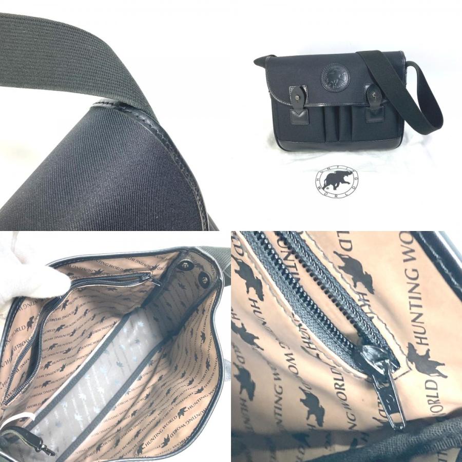 HUNTING WORLD ハンティングワールド 斜め掛け カバン ロゴ  ショルダーバッグ ブラック メンズ【中古】 |  | 09