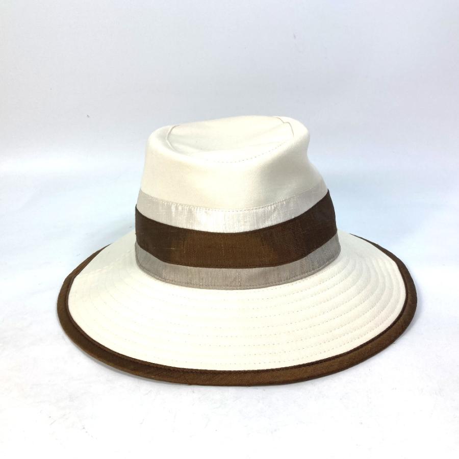HERMES エルメス ハット帽 帽子 バケットハット ボブハット バイカラー ハット ブラウン/アイボリー系 レディース【中古】 | HERMES | 01