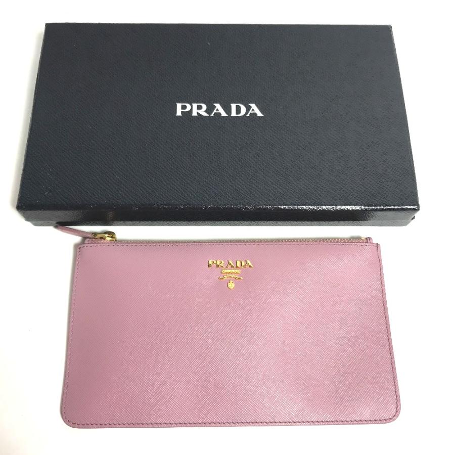 PRADA プラダ ロゴ メイクポーチ 化粧 フラットポーチ ポーチ ピンク系 レディース【中古】 | PRADA | 08
