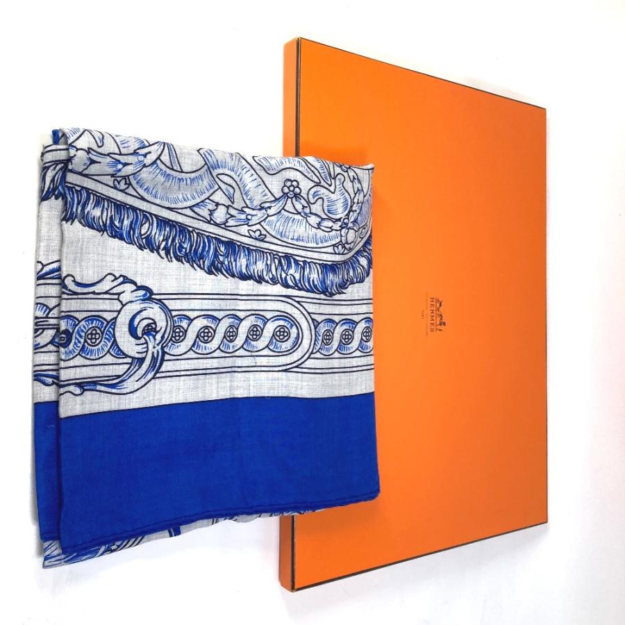 HERMES エルメス カレ ジェアン 140 ストール  ショール グレー/ブルー レディース【中古】 | HERMES | 04