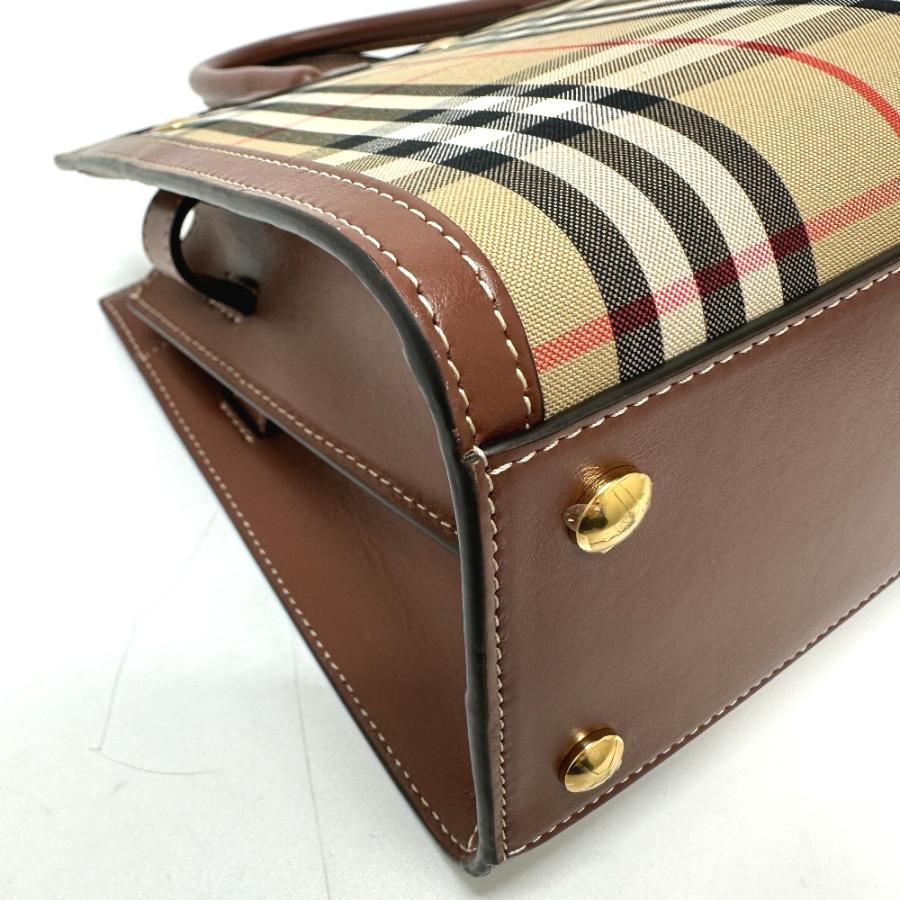 美品 BURBERRY バーバリー 8025267 タイトル ミニ チェック ハンドバッグ ブラウン レディース【中古】 | BURBERRY | 05