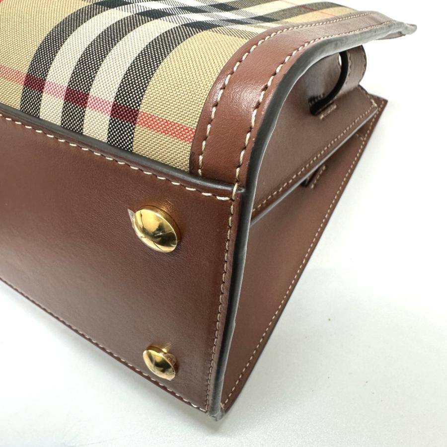 美品 BURBERRY バーバリー 8025267 タイトル ミニ チェック ハンドバッグ ブラウン レディース【中古】 | BURBERRY | 06