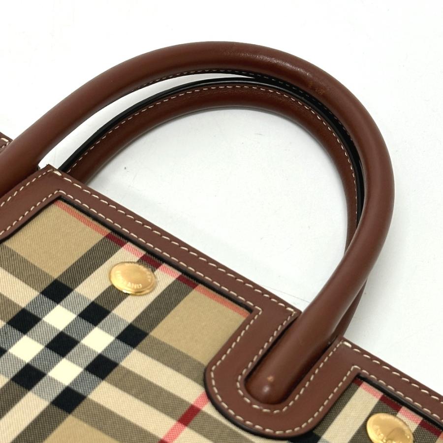 美品 BURBERRY バーバリー 8025267 タイトル ミニ チェック ハンドバッグ ブラウン レディース【中古】 | BURBERRY | 07