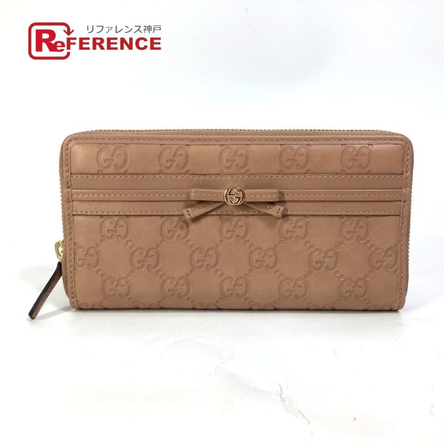 GUCCI グッチシマリボンGG 長財布ラウンドファスナー