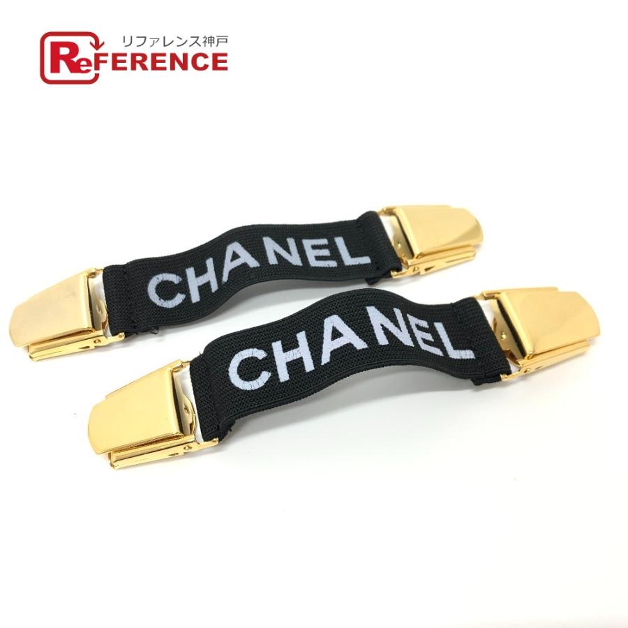 CHANEL シャネル  アームバンド 左右ペア 袖止め ロゴ ベルト ブラック【中古】 | CHANEL