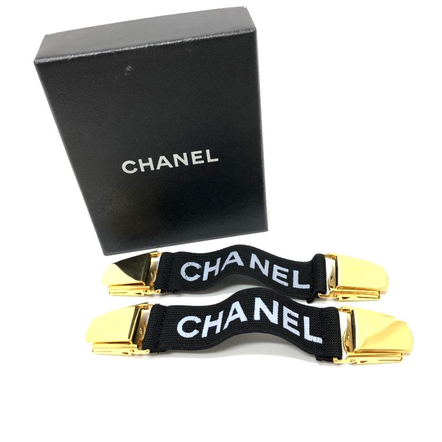 CHANEL シャネル  アームバンド 左右ペア 袖止め ロゴ ベルト ブラック【中古】 | CHANEL | 09