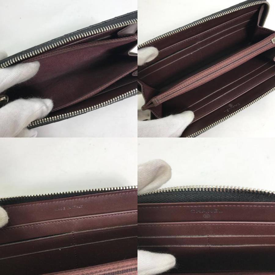 CHANEL シャネル A50097 Vステッチ キルティング ロングウォレット ラウンドファスナー CC ココマーク 長財布 ブラック レディース【中古】の画像