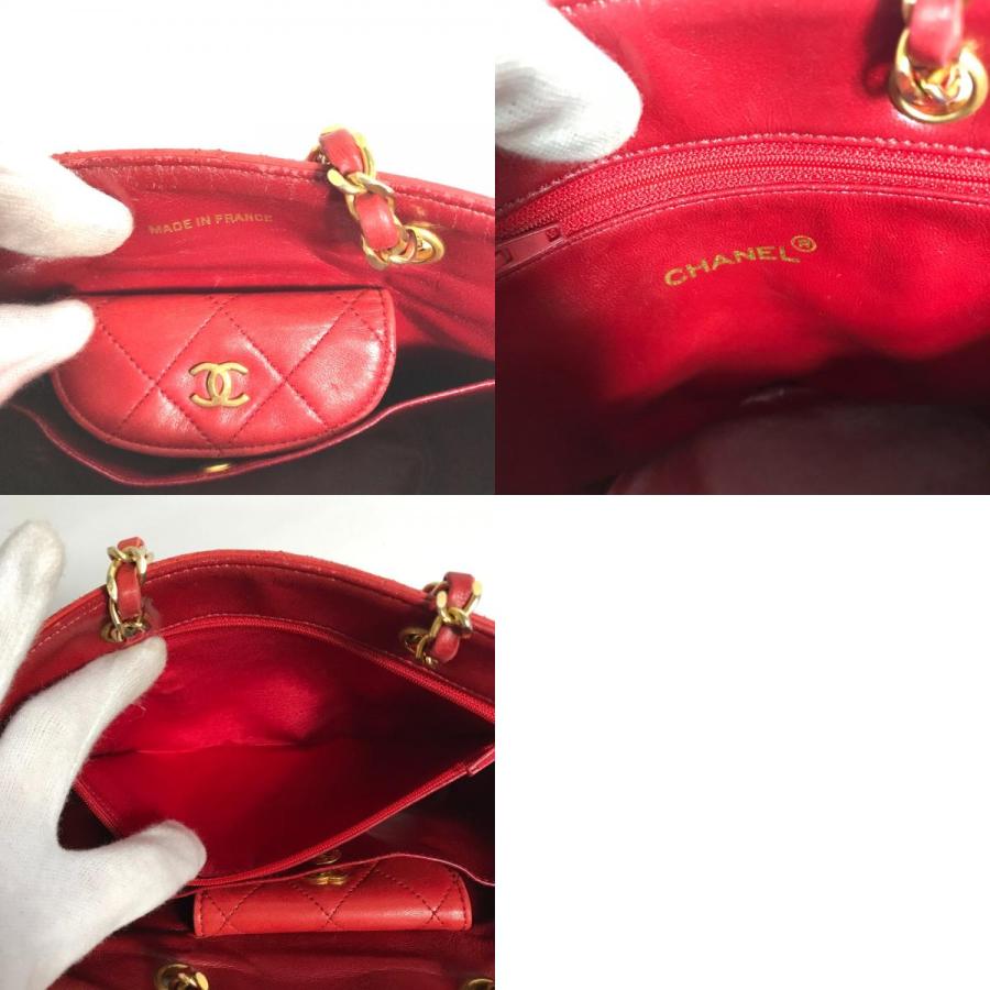 CHANEL シャネル マトラッセ キルティング チェーン 肩掛け ハンドバッグ ヴィンテージ ショルダーバッグ レッド レディース【中古】 | CHANEL | 09