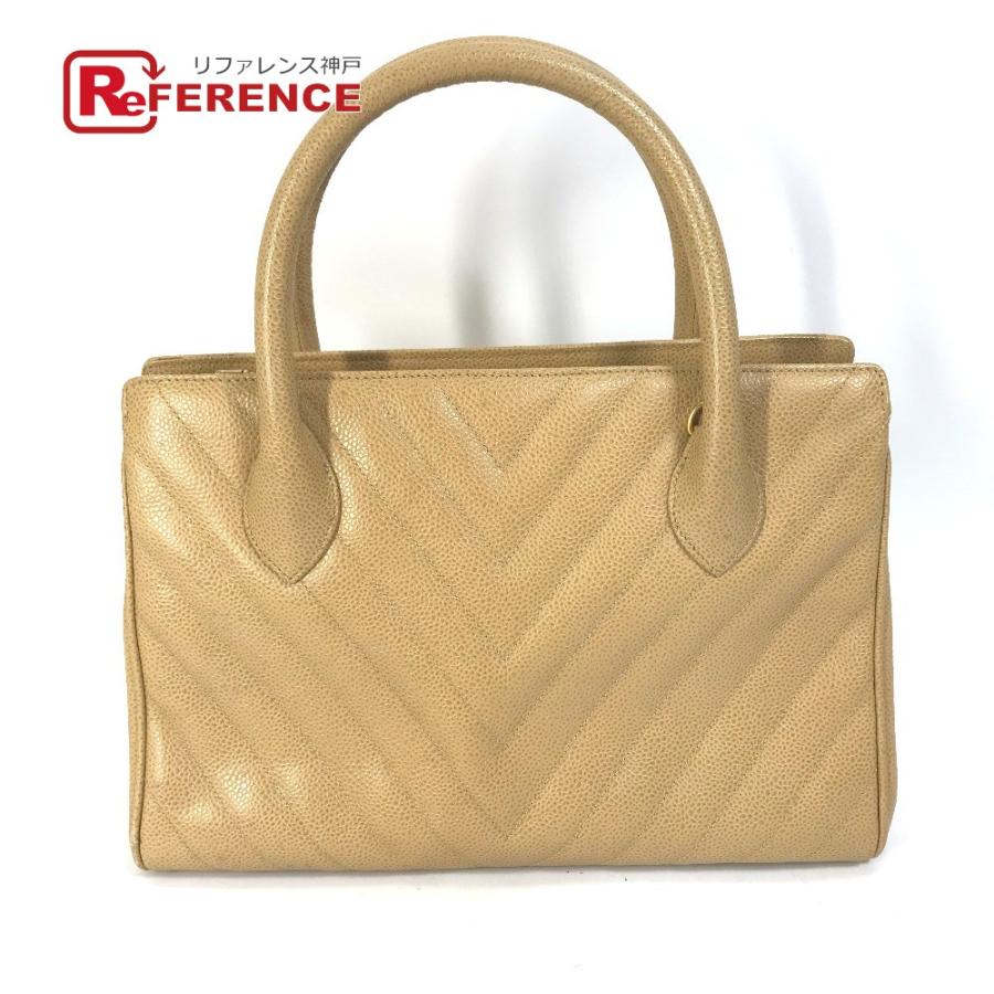CHANEL シャネル シェブロン Vステッチ ヴィンテージ トートバッグ カバン ハンドバッグ ベージュ レディース【中古】 | CHANEL