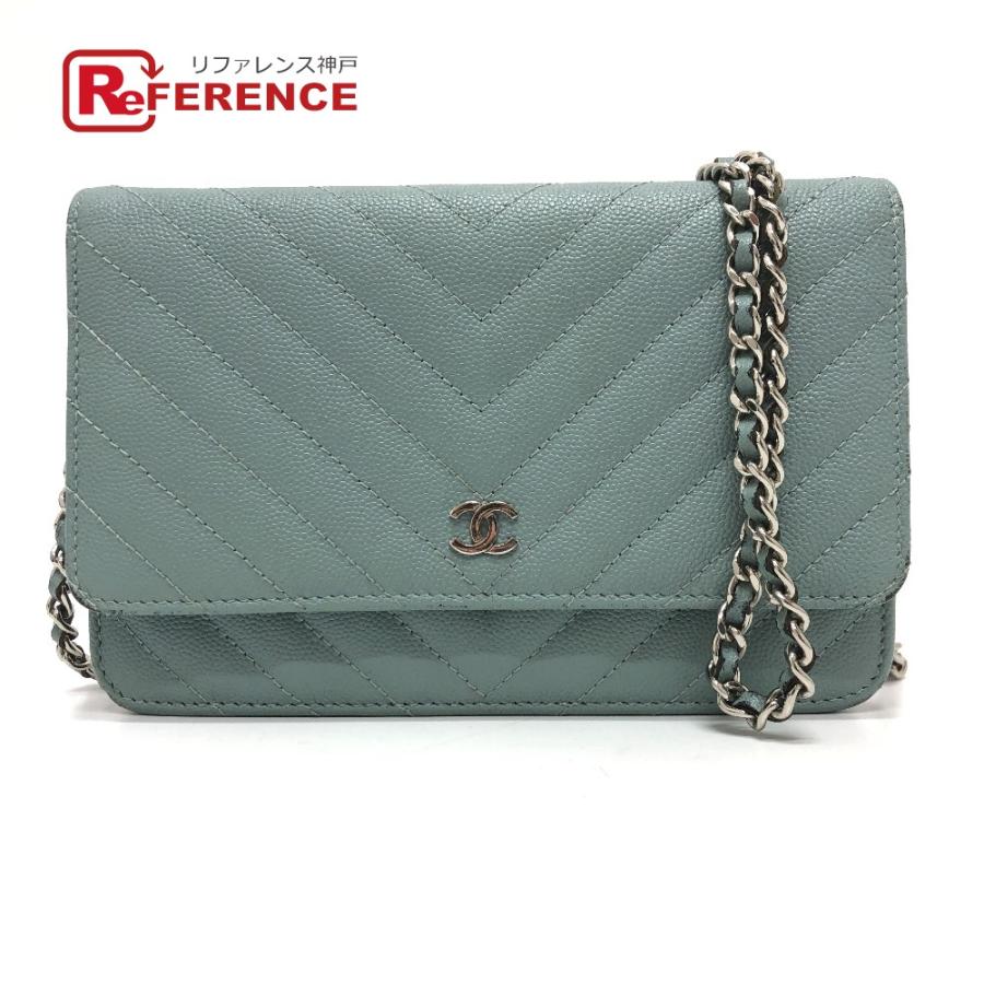 CHANEL シャネル Vステッチ ココマーク チェーンウォレット ショルダーバッグ ブルー レディース【中古】 | CHANEL