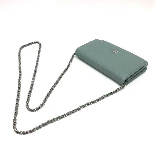 CHANEL シャネル Vステッチ ココマーク チェーンウォレット ショルダーバッグ ブルー レディース【中古】 | CHANEL | 05