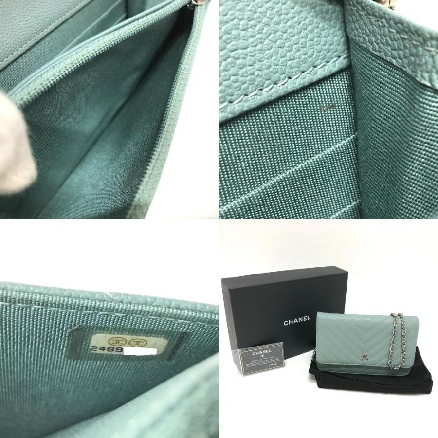 CHANEL シャネル Vステッチ ココマーク チェーンウォレット ショルダーバッグ ブルー レディース【中古】 | CHANEL | 09