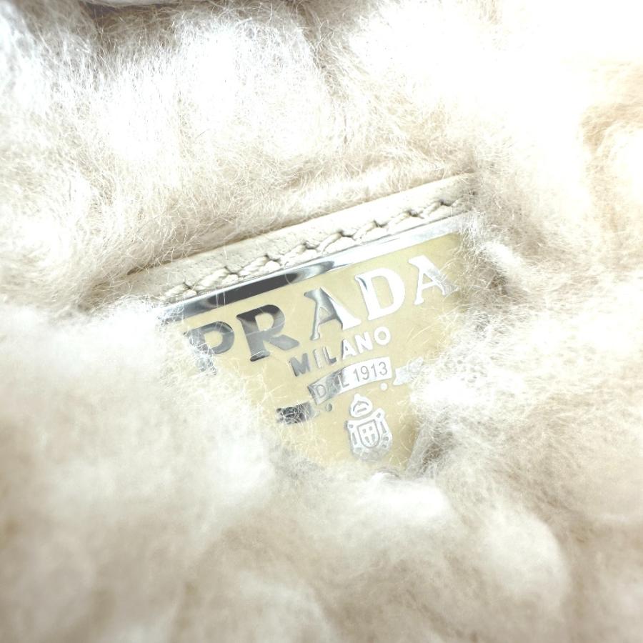 PRADA プラダ 1NE515 トライアングルロゴ ファーバッグ ハンドバッグ ベージュ レディース【中古】 | PRADA | 05