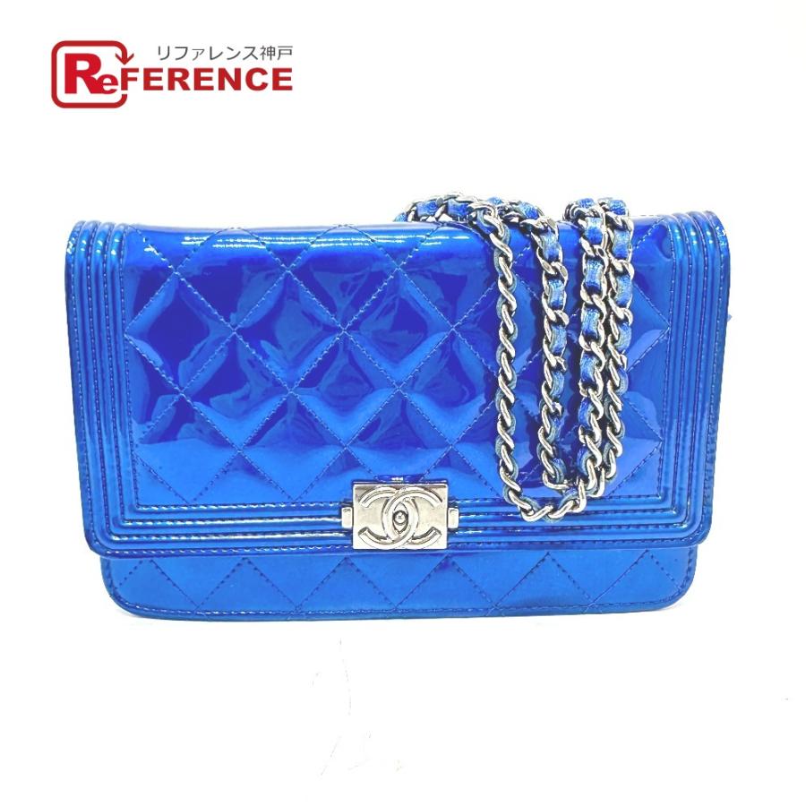 CHANEL シャネル ボーイシャネル チェーンウォレット ショルダーバッグ ガンメタブルー レディース【中古】 | CHANEL