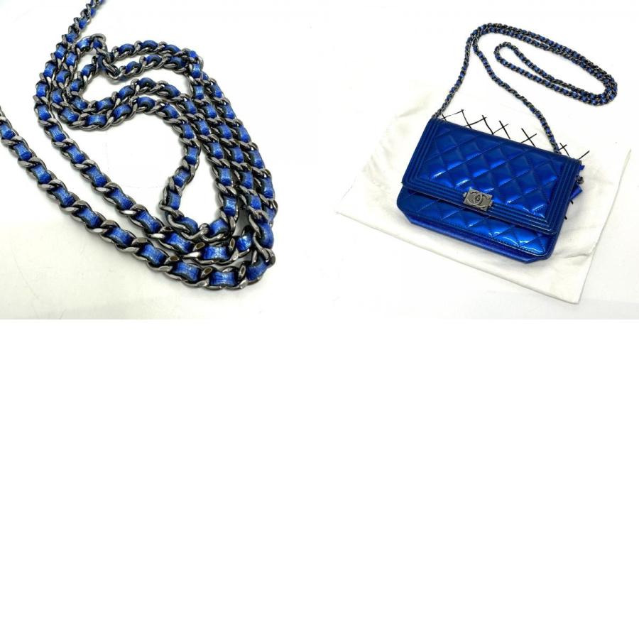 CHANEL シャネル ボーイシャネル チェーンウォレット ショルダーバッグ ガンメタブルー レディース【中古】 | CHANEL | 09