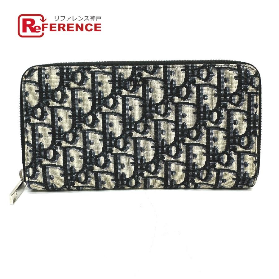 Dior ディオール オブリーク ラウンドジップ 長財布 ネイビー メンズ【中古】 | 