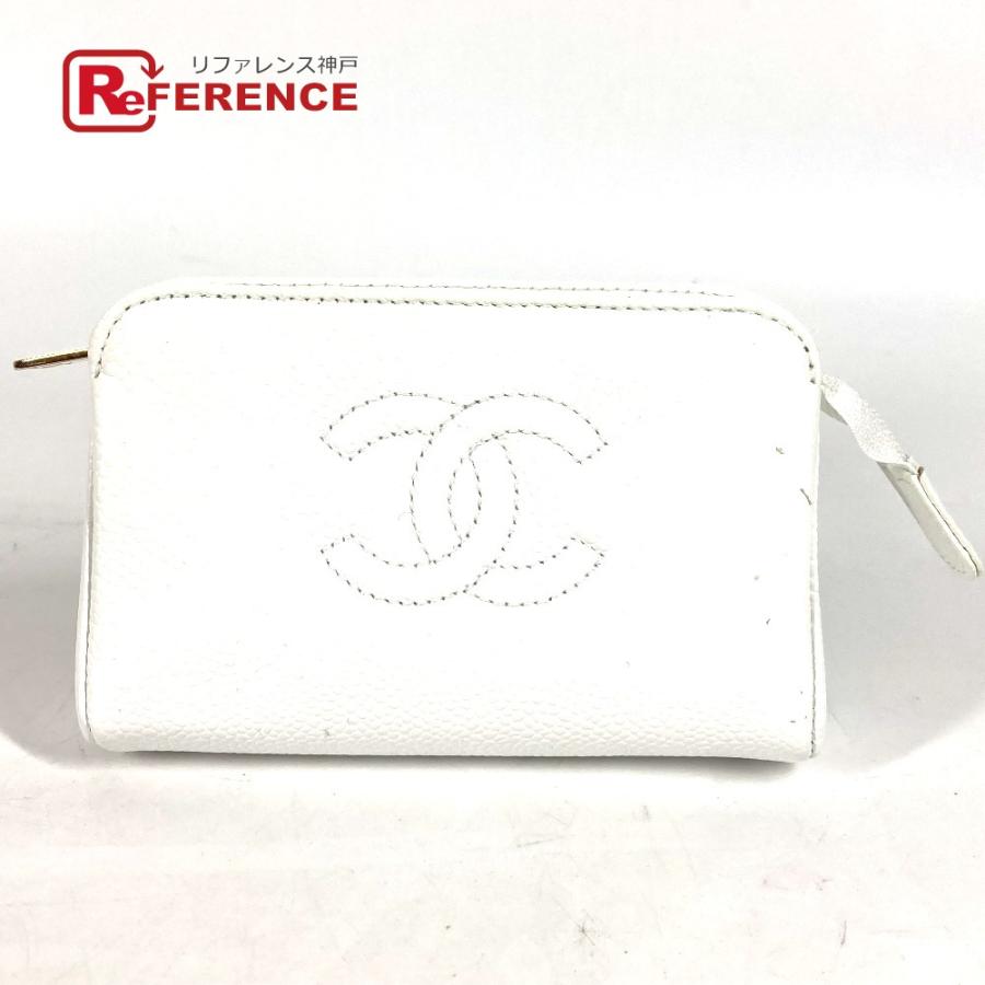 CHANEL シャネル CC ココマーク メイクポーチ 化粧ポーチ シガレットケース タバコケース ポーチ ホワイト レディース【中古】 | CHANEL
