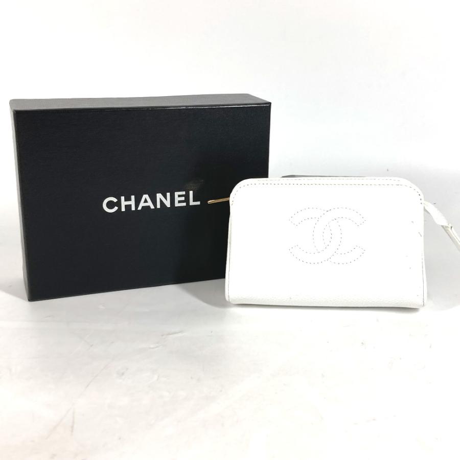 CHANEL シャネル CC ココマーク メイクポーチ 化粧ポーチ シガレットケース タバコケース ポーチ ホワイト レディース【中古】 | CHANEL | 01