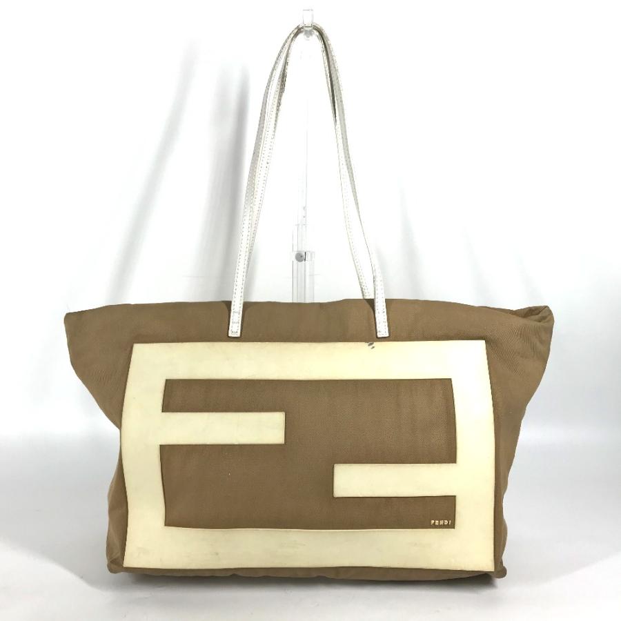 FENDI フェンディ 8BH185 FFロゴ ビッグロゴ トートバッグ カバン 肩掛け ショルダーバッグ ベージュ レディース【中古】 | FENDI | 01