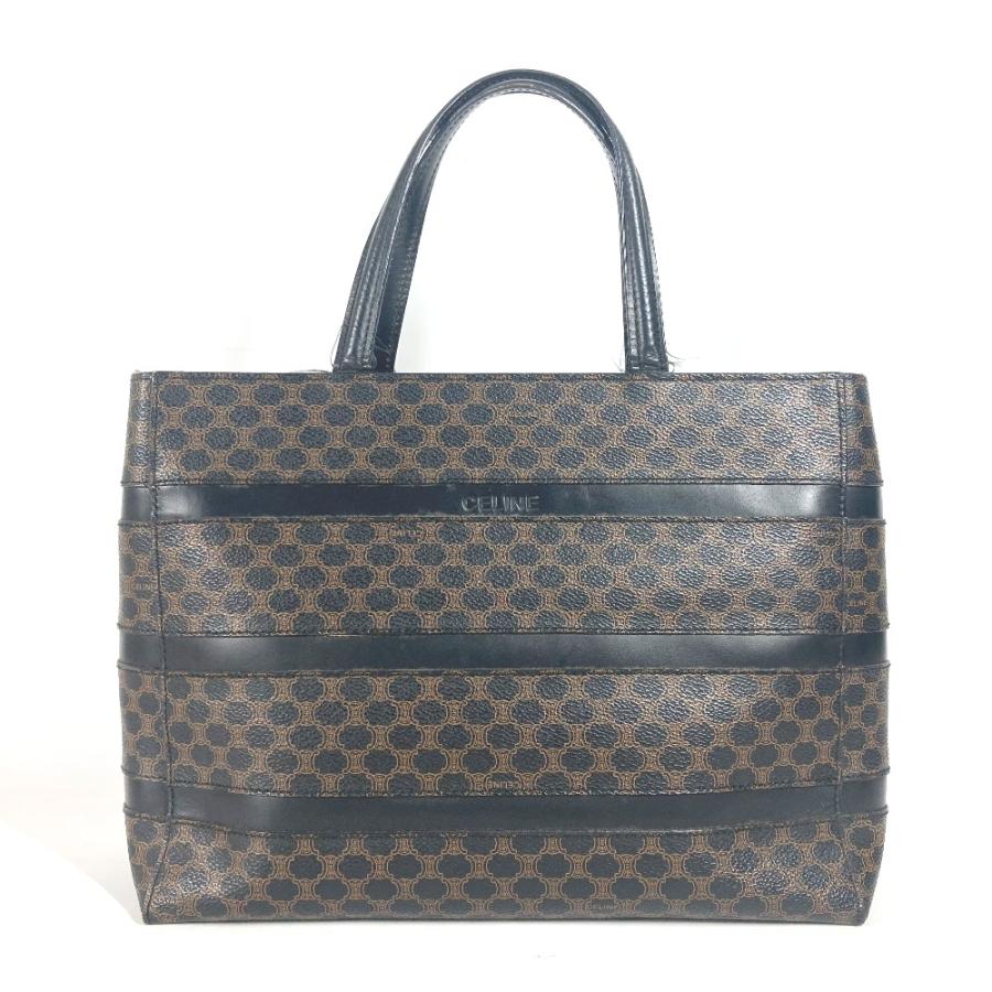 CELINE セリーヌ マカダム カバン ハンドバッグ 肩掛け ショルダーバッグ ヴィンテージ トートバッグ ブラック レディース【中古】 | CELINE | 01