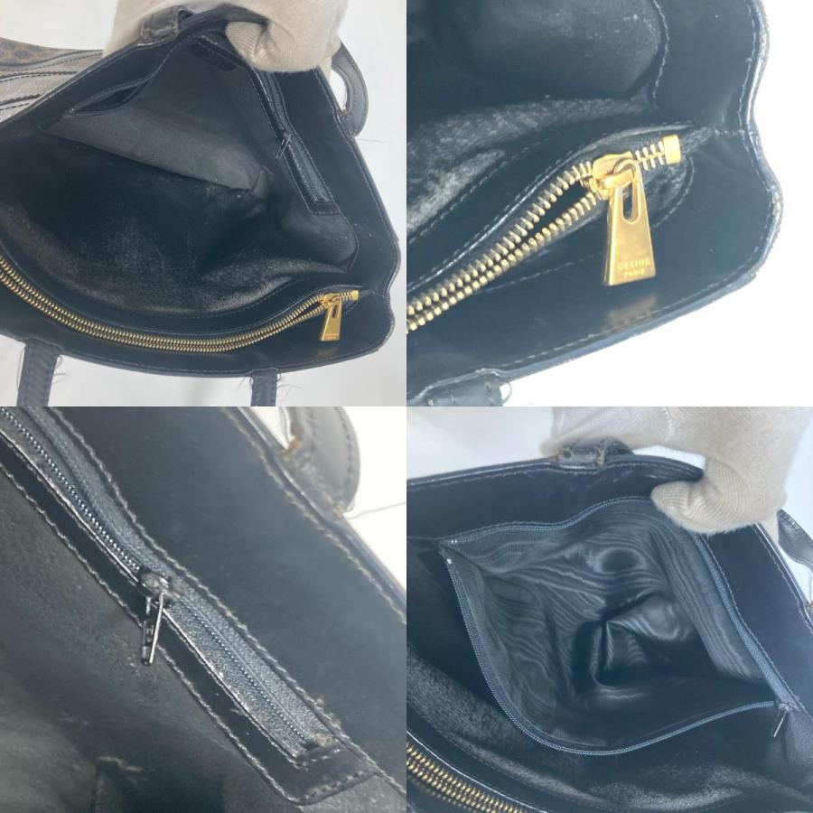 CELINE セリーヌ マカダム カバン ハンドバッグ 肩掛け ショルダーバッグ ヴィンテージ トートバッグ ブラック レディース【中古】 | CELINE | 08