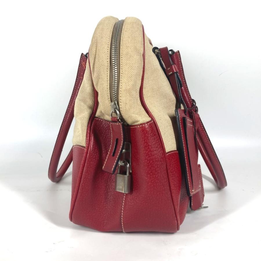 PRADA プラダ トライアングルロゴ 三角ロゴ プレート カバン 肩掛け ボストンバッグ バイカラー ショルダーバッグ ベージュ【中古】 | PRADA | 03