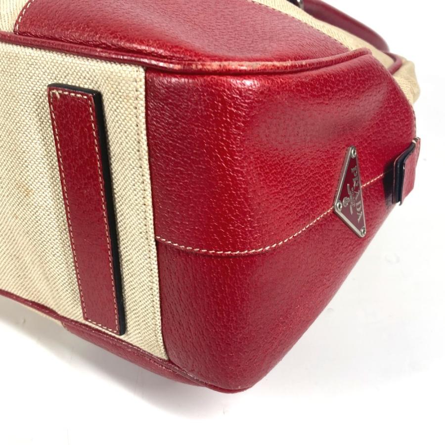 PRADA プラダ トライアングルロゴ 三角ロゴ プレート カバン 肩掛け ボストンバッグ バイカラー ショルダーバッグ ベージュ【中古】 | PRADA | 05
