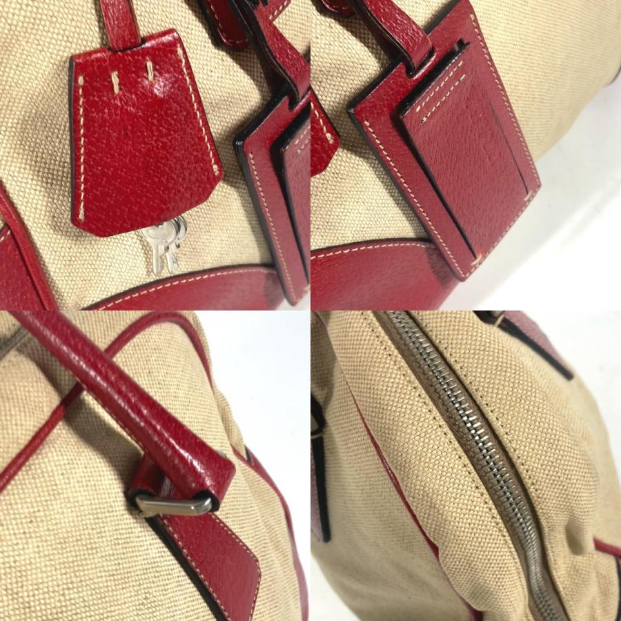 PRADA プラダ トライアングルロゴ 三角ロゴ プレート カバン 肩掛け ボストンバッグ バイカラー ショルダーバッグ ベージュ【中古】 | PRADA | 07