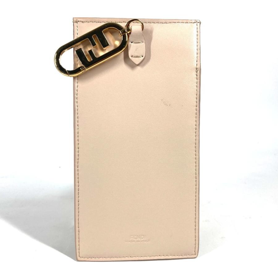 美品 FENDI フェンディ 7AS047 フォンポーチ カバン FF ロゴ ファー チャーム スマホケース ポーチ ベージュ レディース【中古】 | FENDI | 01