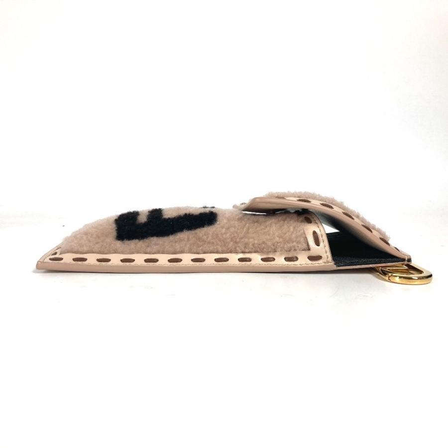 美品 FENDI フェンディ 7AS047 フォンポーチ カバン FF ロゴ ファー チャーム スマホケース ポーチ ベージュ レディース【中古】 | FENDI | 02