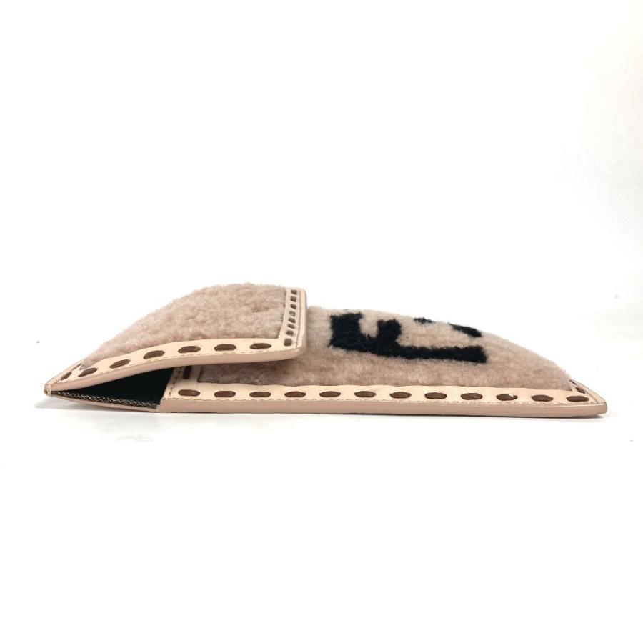 美品 FENDI フェンディ 7AS047 フォンポーチ カバン FF ロゴ ファー チャーム スマホケース ポーチ ベージュ レディース【中古】 | FENDI | 03