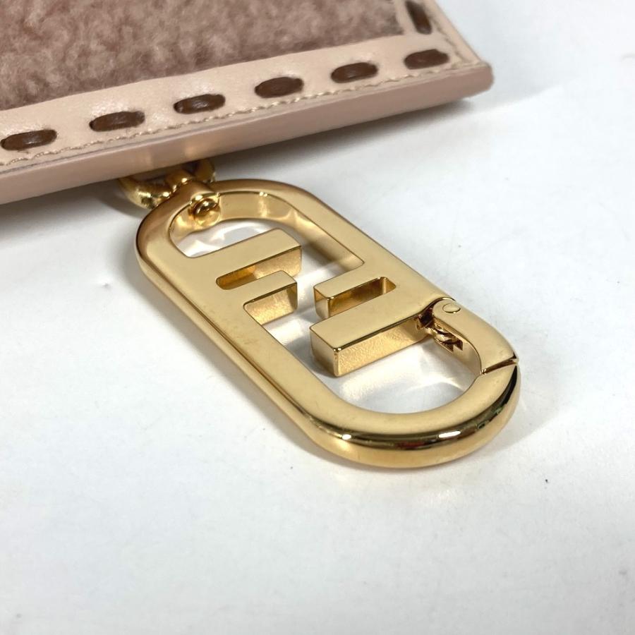 美品 FENDI フェンディ 7AS047 フォンポーチ カバン FF ロゴ ファー チャーム スマホケース ポーチ ベージュ レディース【中古】 | FENDI | 04